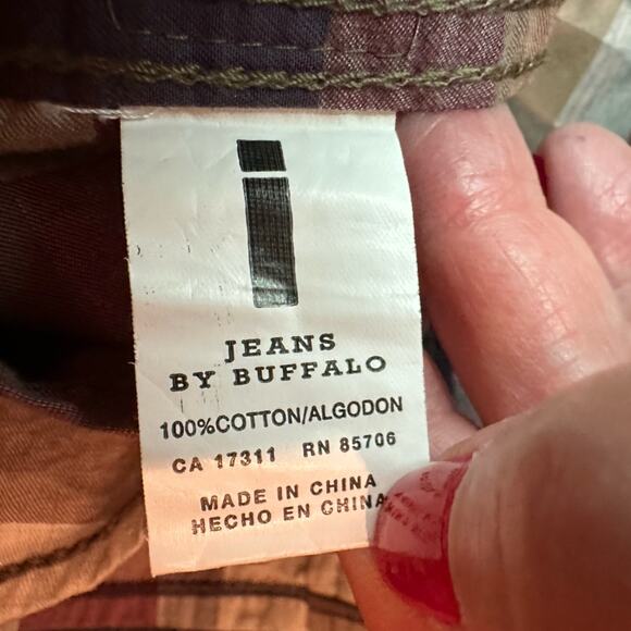 i Jeans by Buffalo Shirt Mens XXL Button Up Plaid NWT Short Sleeve Cotton - Picture 11 of 14
